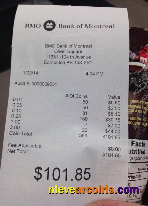 Canada BMO bank payment recceipt